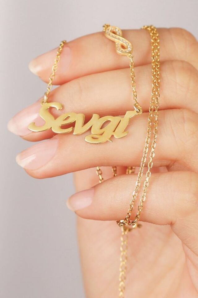 925 Ayar Gümüş Isimli Sonsuz Figürlü Kolye