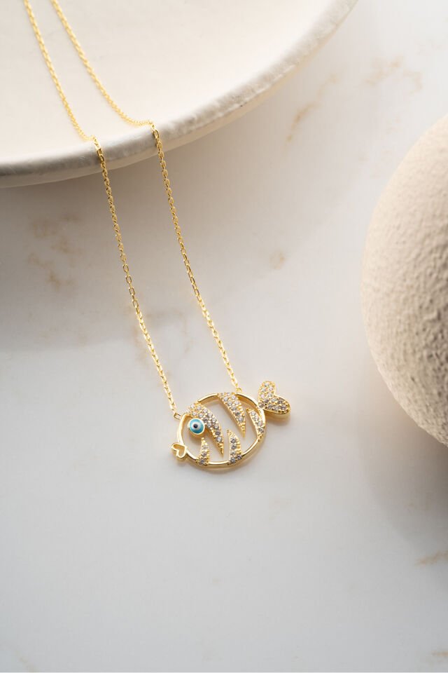 925 Ayar Gümüş Zirkon Taşlı Balık Kolye