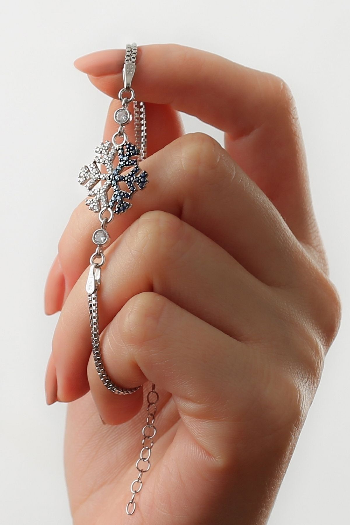 925 Ayar Gümüş Taşlı Kartanesi Bileklik Silver - Tek Ebat