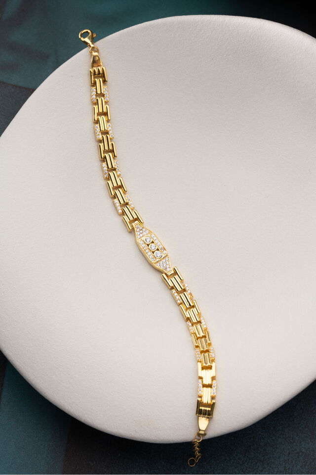 925 ayar gümüş altın kaplama kemer model bileklik Silvano Jewelry