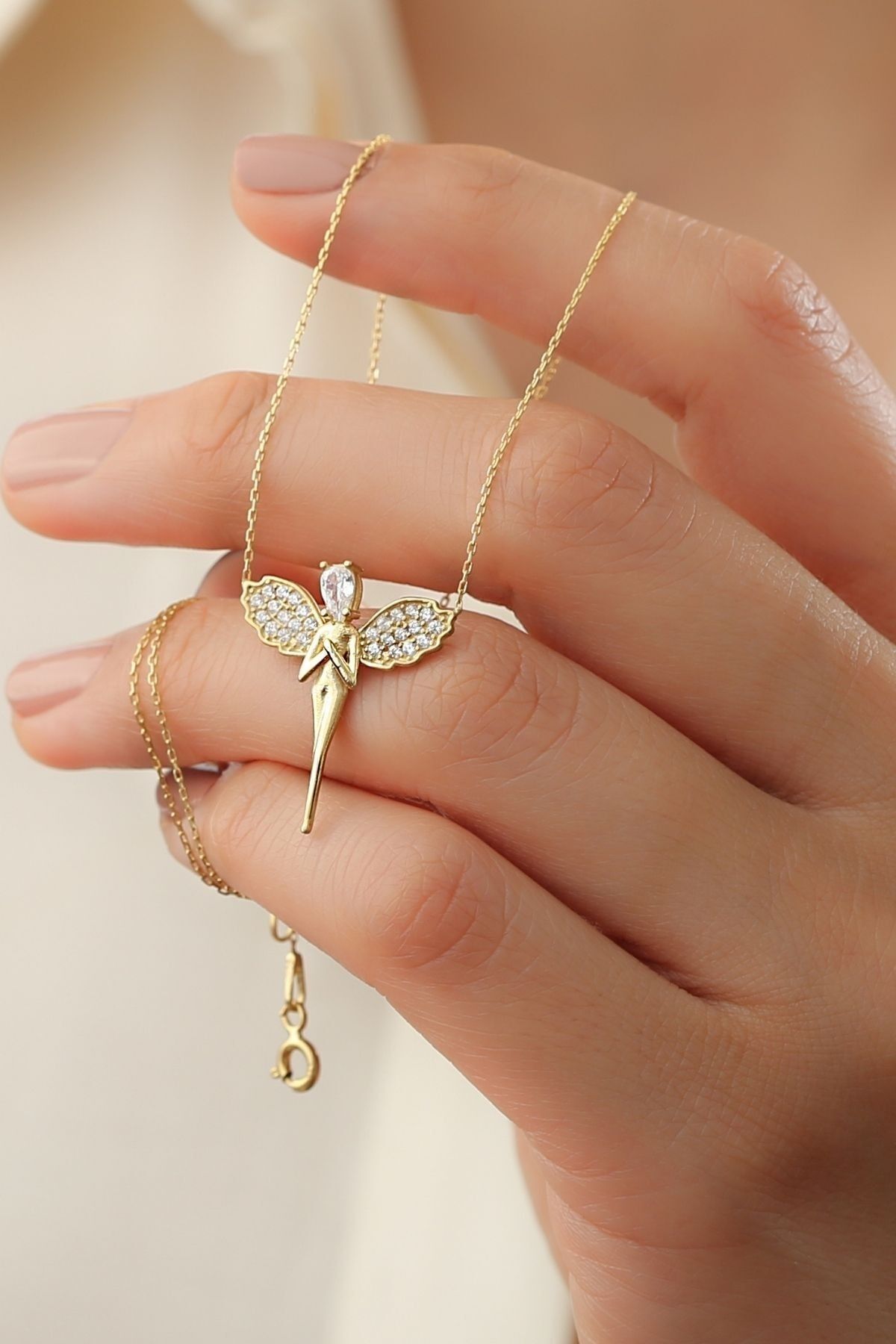 925 Ayar Gümüş Gold Peri Kolye