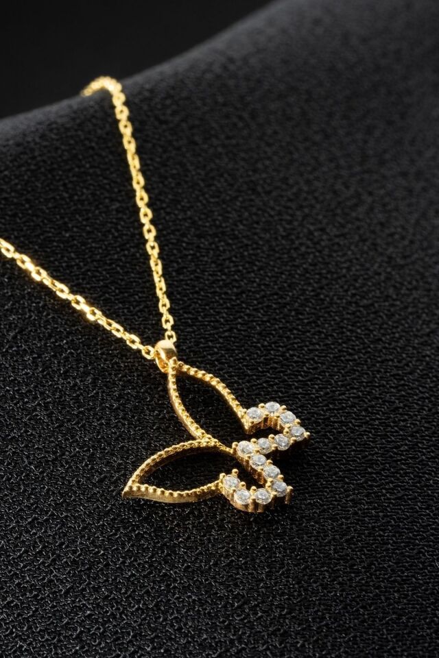 925 Ayar Gümüş Minimal Gold Kelebek Kolye