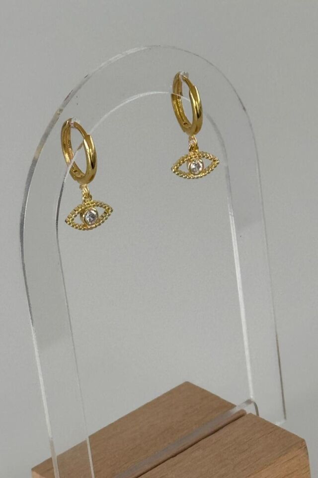 925 Ayar Gümüş Halkalı Göz Küpe Gold