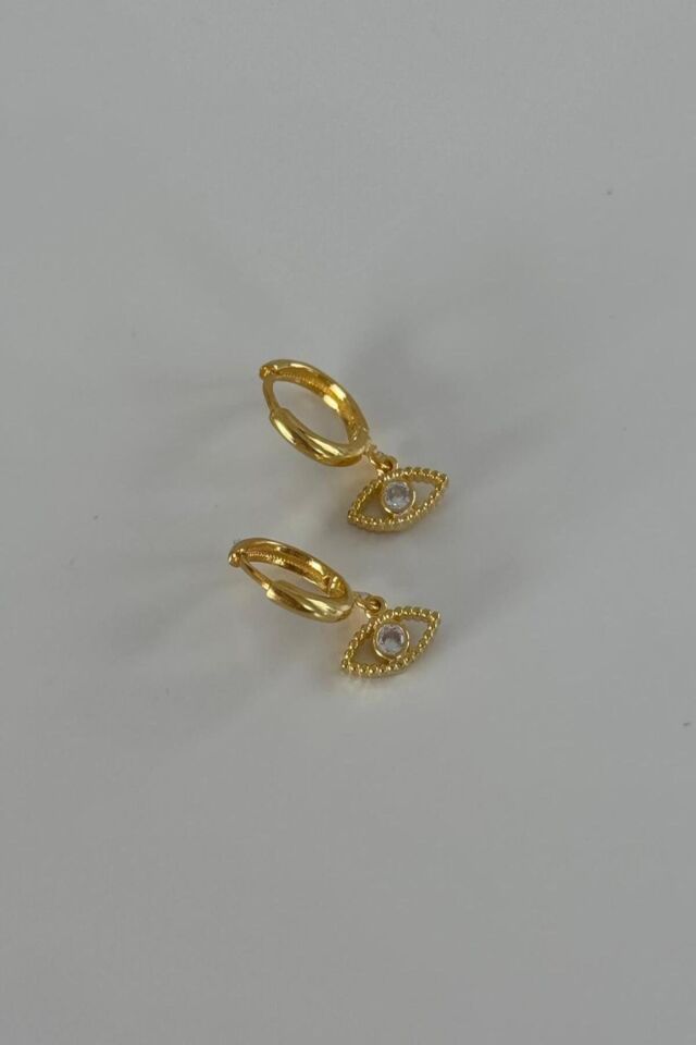 925 Ayar Gümüş Halkalı Göz Küpe Gold