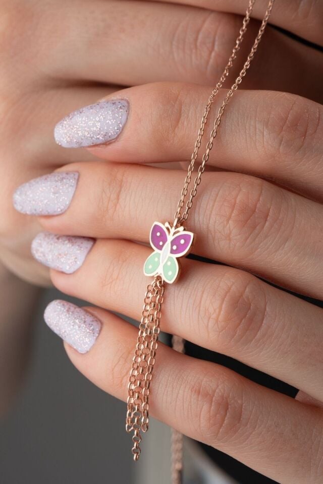 925 Ayar Gümüş Sallantılı Kelebek Kolye