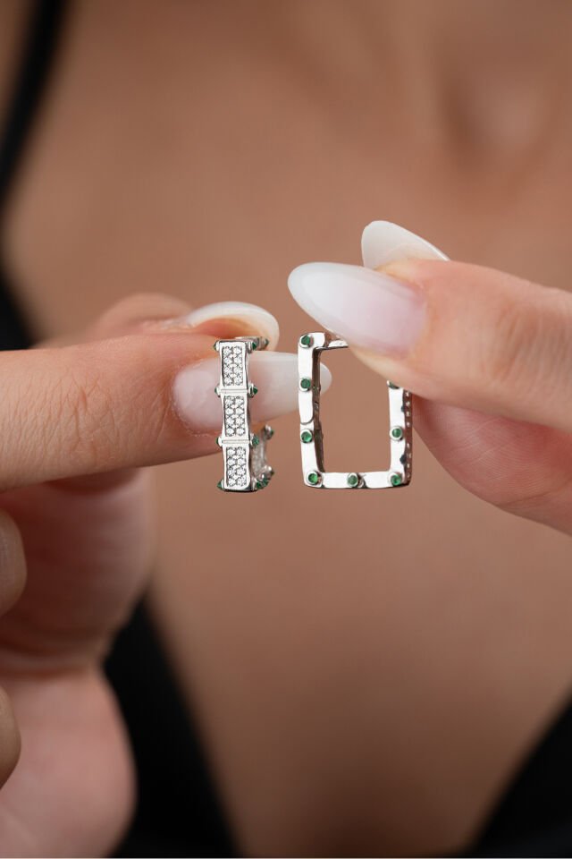 925 Ayar Gümüş Zirkon Taşlı Küpe Silver