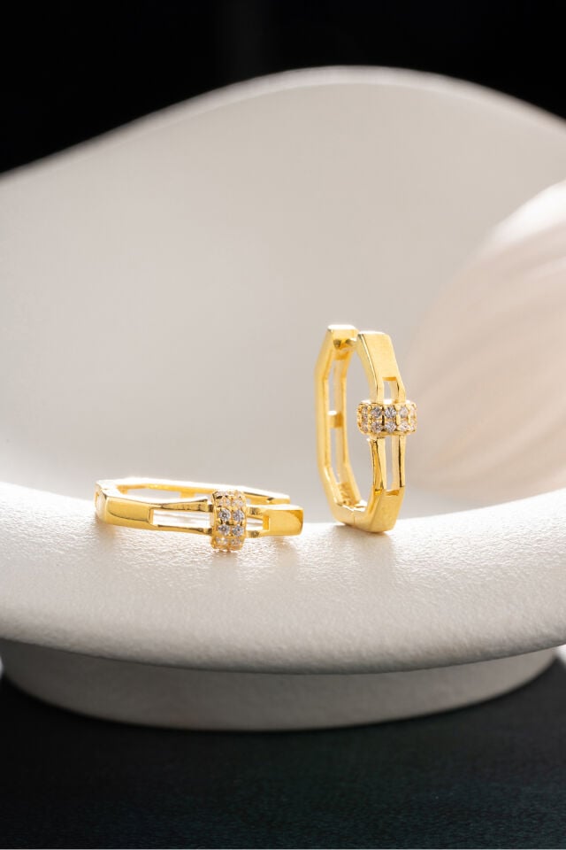 925 Ayar Gümüş Gold Kaplama Klasik Küpe