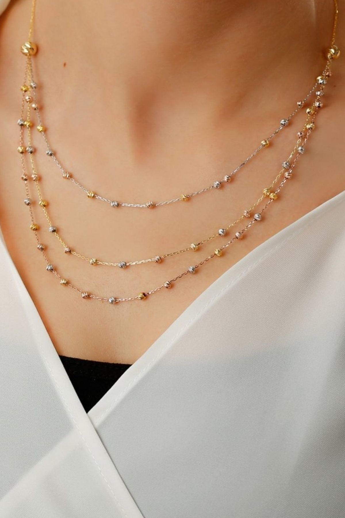925 Ayar Rose Gold Dorika Gümüş Kolye Rose-Gold - Tek Ebat