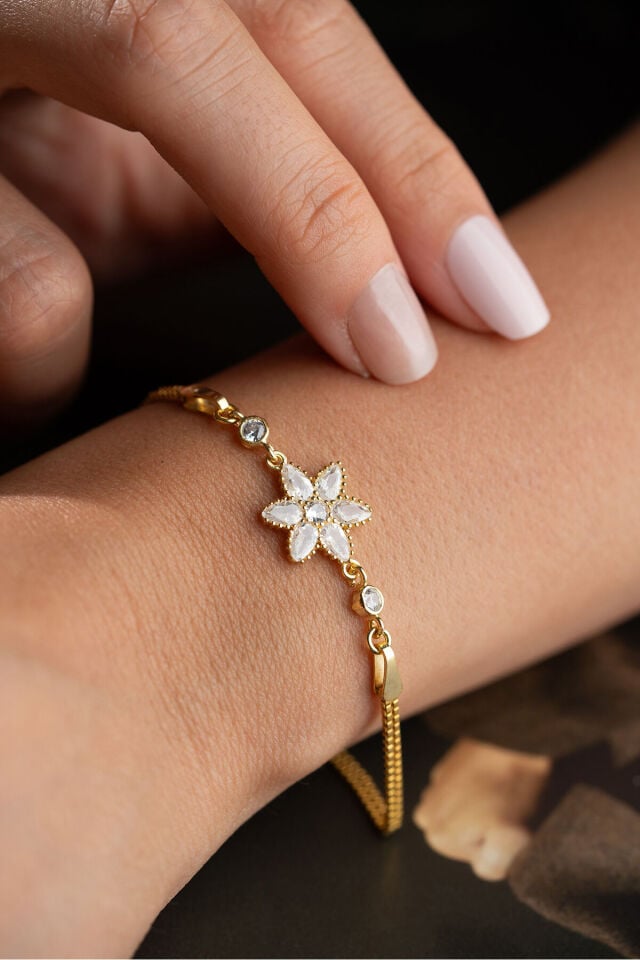 925 ayar gümüş italyan zincirli lotus çiçeği 14 k kaplama bileklik