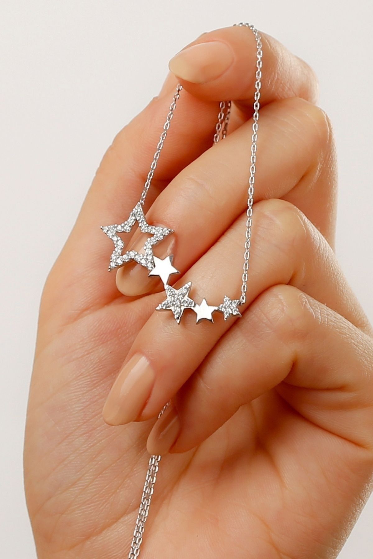 925 Ayar Silver Yıldızlı Gümüş Kolye Silver - Tek Ebat
