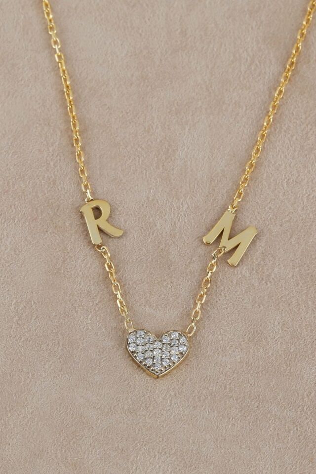 925 Ayar Gümüş Kalpli Harfli Kolye