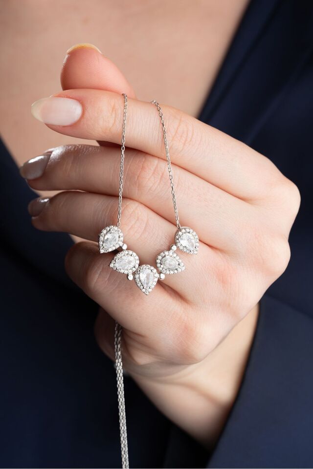 925 Ayar Gümüş Mıknatıslı Açılan Damla Kolye Silver - Tek Ebat