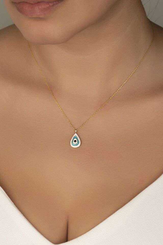 925 Ayar Gümüş Gold Mineli Damla Kolye