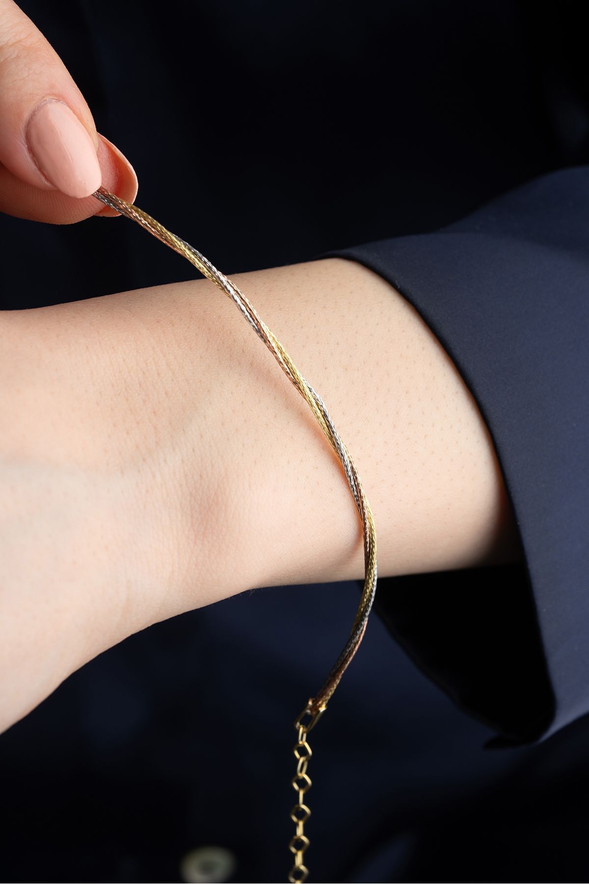 925 Ayar Gümüş Rose Gold Dorika Bileklik Rose Gold - Tek Ebat