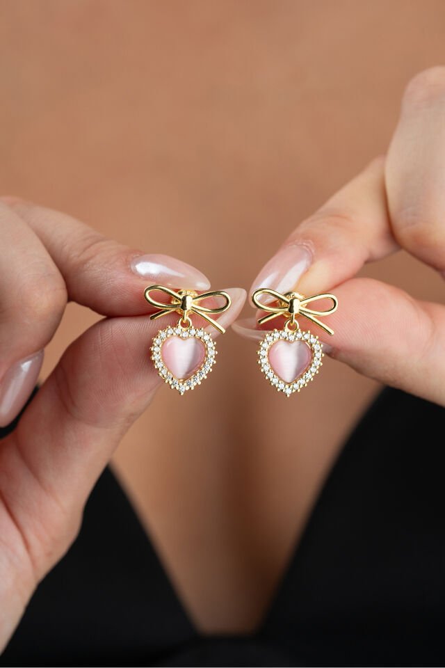 925 Ayar Gümüş Kap Opal Taşlı Küpe Sarı