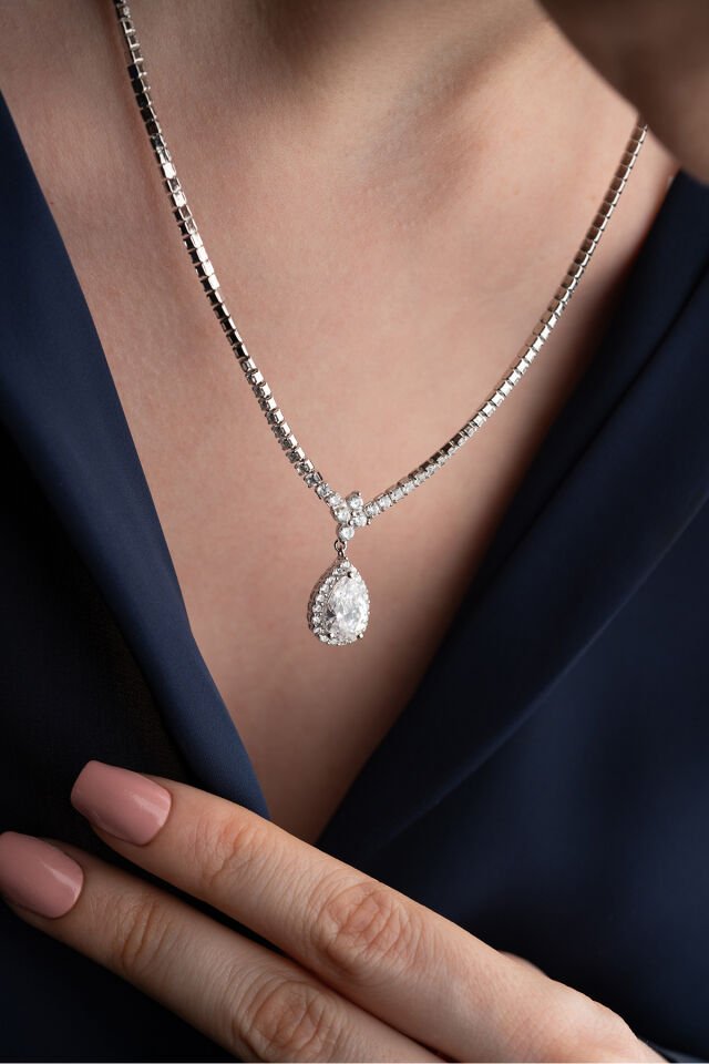 925 Ayar Gümüş Suyolu Damla Kolye