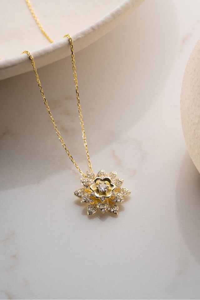 925 Ayar Gümüş Lotus Çiçeği Kolye