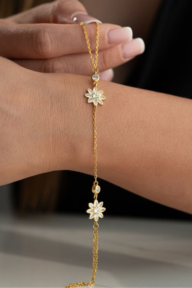 925 Ayar Gümüş Zirkon Taşlı Lotus Şahmeran Gold