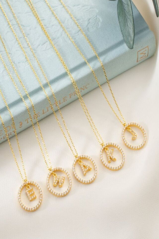 925 Ayar Gümüş Kişiye Özel Harfli Kolye Gold - Tek Ebat