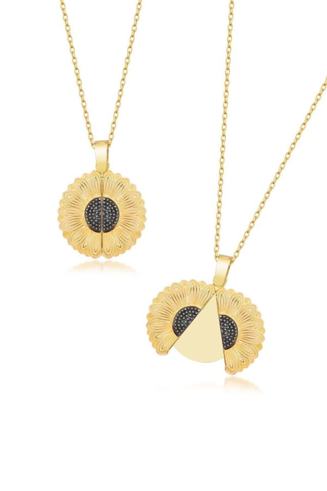 925 Ayar Gold Ayçiçeği Gümüş Kolye