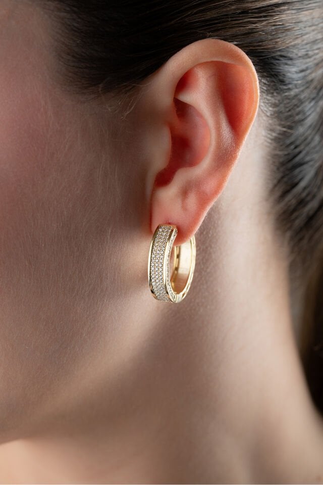 925 Ayar Gümüş Taşlı Halka Küpe