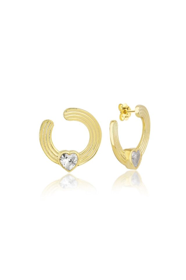 925 Ayar Gold Kalpli Halka Gümüş Küpe