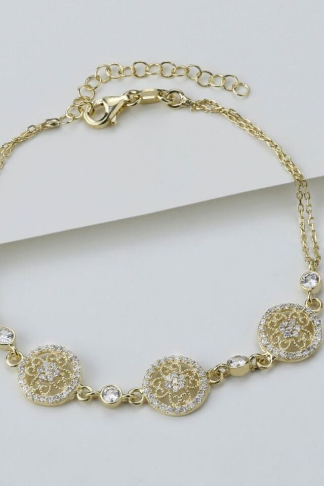 925 Ayar Gold Çiçek Gümüş Bileklik