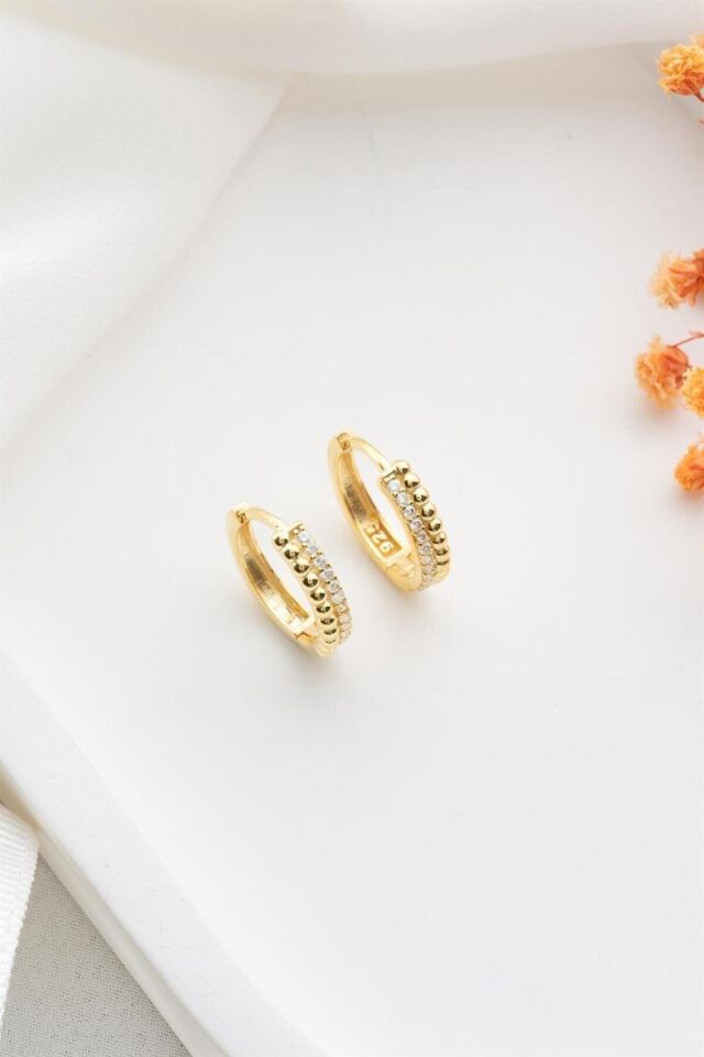 925 Ayar Gold Halka Gümüş Küpe Gold