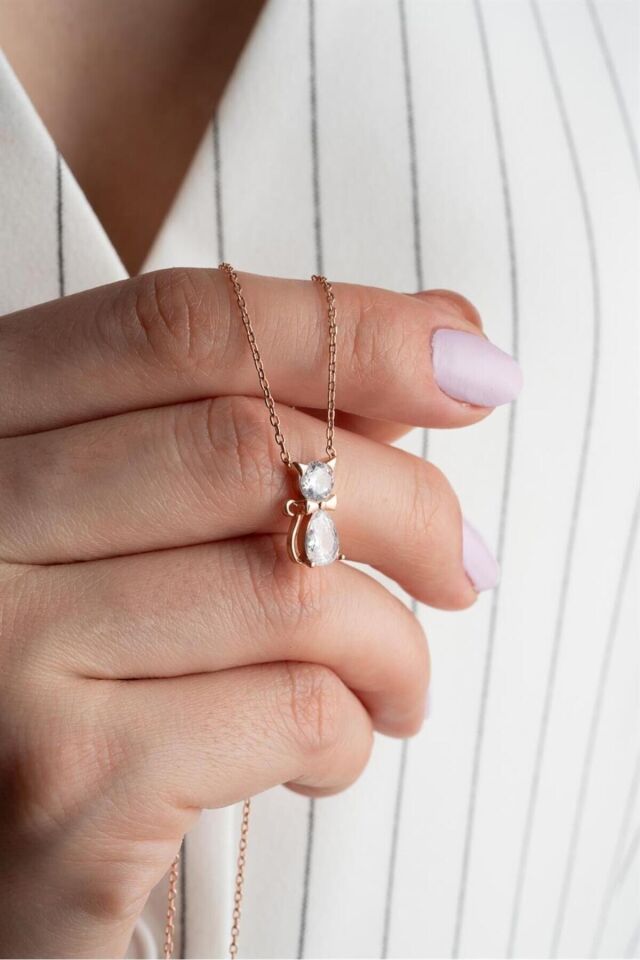 925 Ayar Kedi Gümüş Kolye