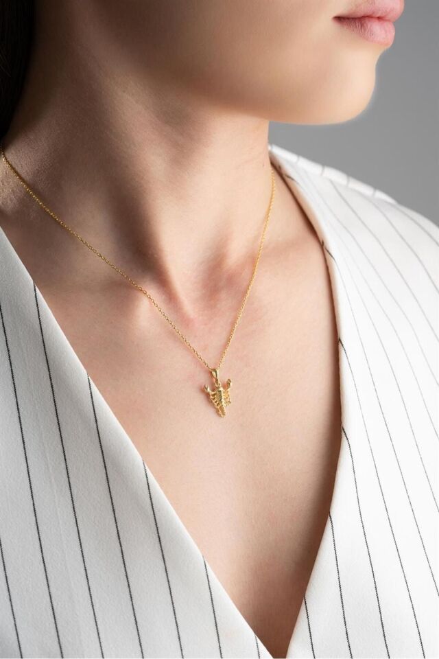 925 Ayar Gold Akrep Gümüş Kolye