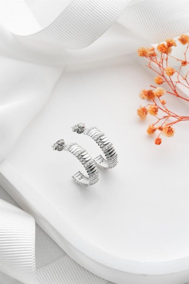 925 Ayar Halka Gümüş Küpe Silver