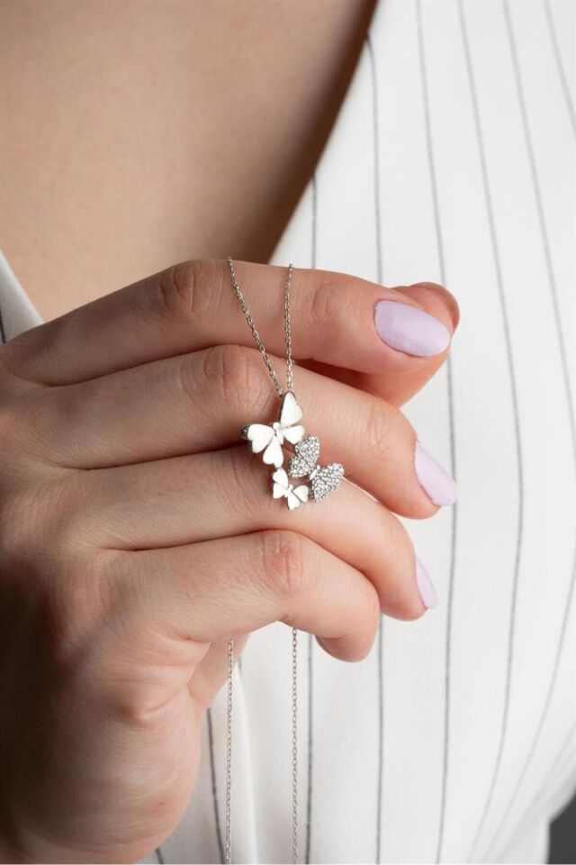 925 Ayar Kelebek Gümüş Kolye