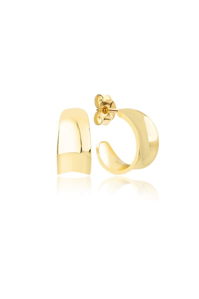 925 Ayar Gold Taşsız Halka Gümüş Küpe Gold