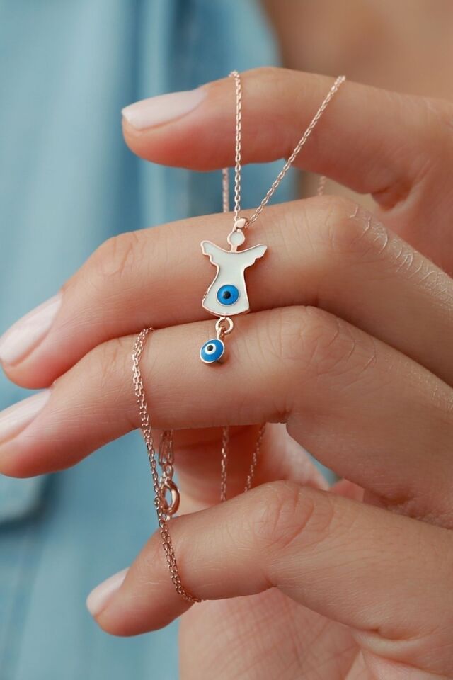 925 Ayar Nazar Boncuklu Melek Kolye