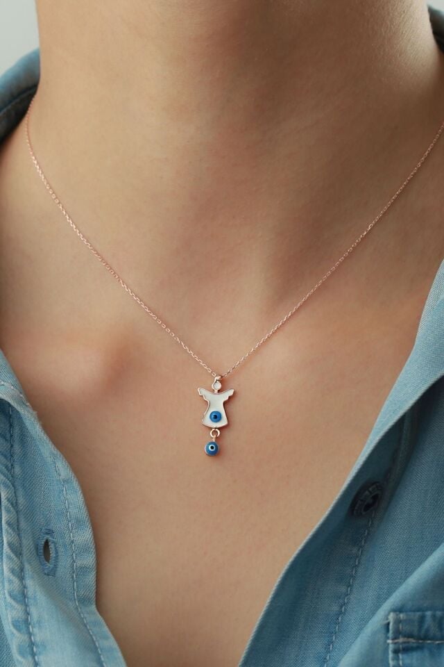 925 Ayar Nazar Boncuklu Melek Kolye