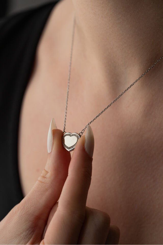 925 Ayar Yansıtmalı Aşk Kolye silver - S