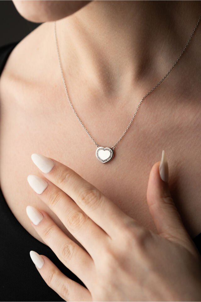 925 Ayar Yansıtmalı Aşk Kolye silver - S
