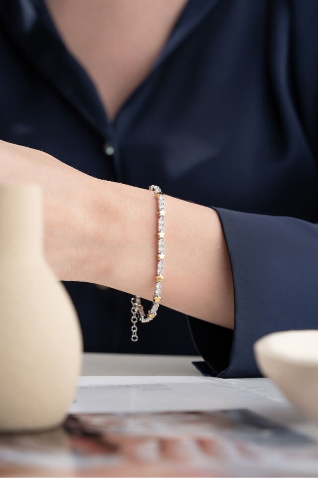 925 Ayar Gümüş Yıldızlı Trend Bileklik