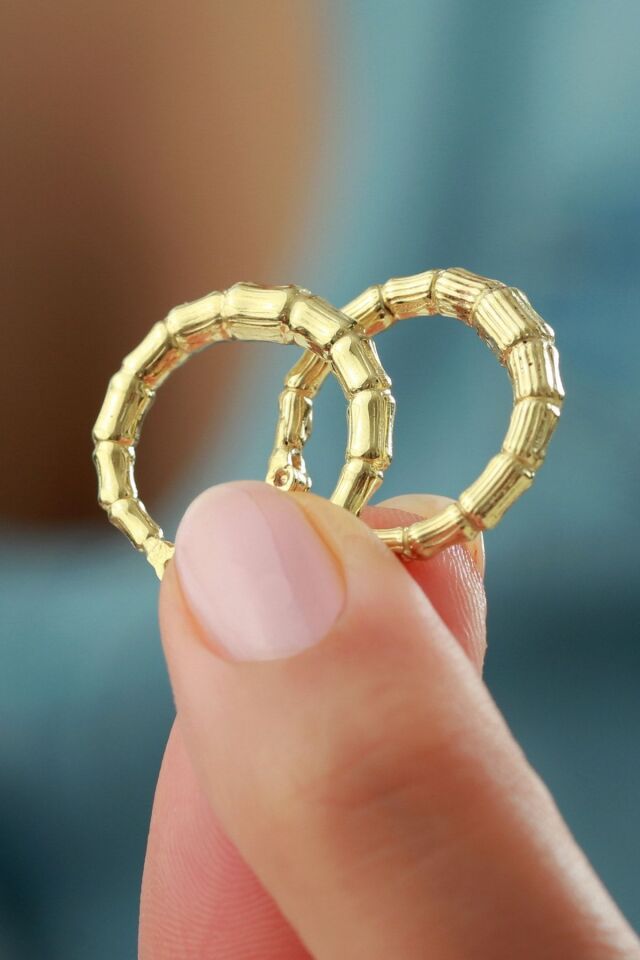 925 Ayar Gümüş Hilal Desenli Küpe Gold - Tek Ebat