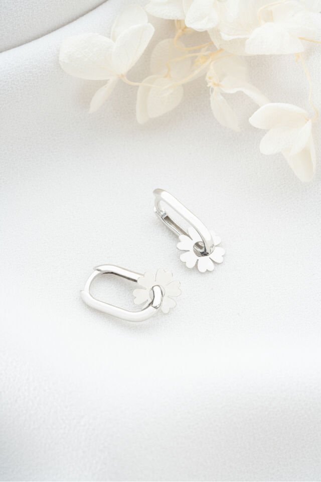 925 Ayar Gümüş Göçmen Küpesi ( Rodyum ) Silver - Tek Ebat