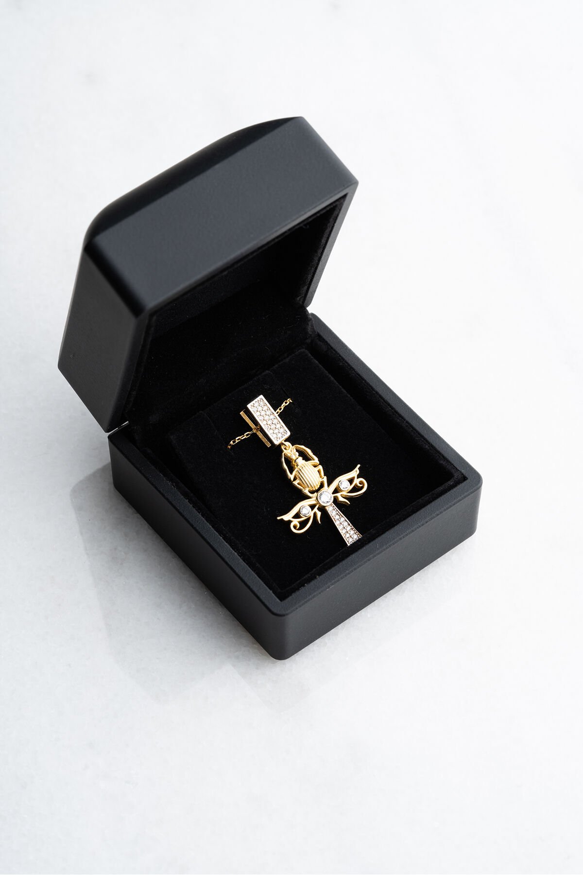 925 Ayar Gümüş Işıklı Kutu Uğur Böceği Kolye Gold - Tek Ebat