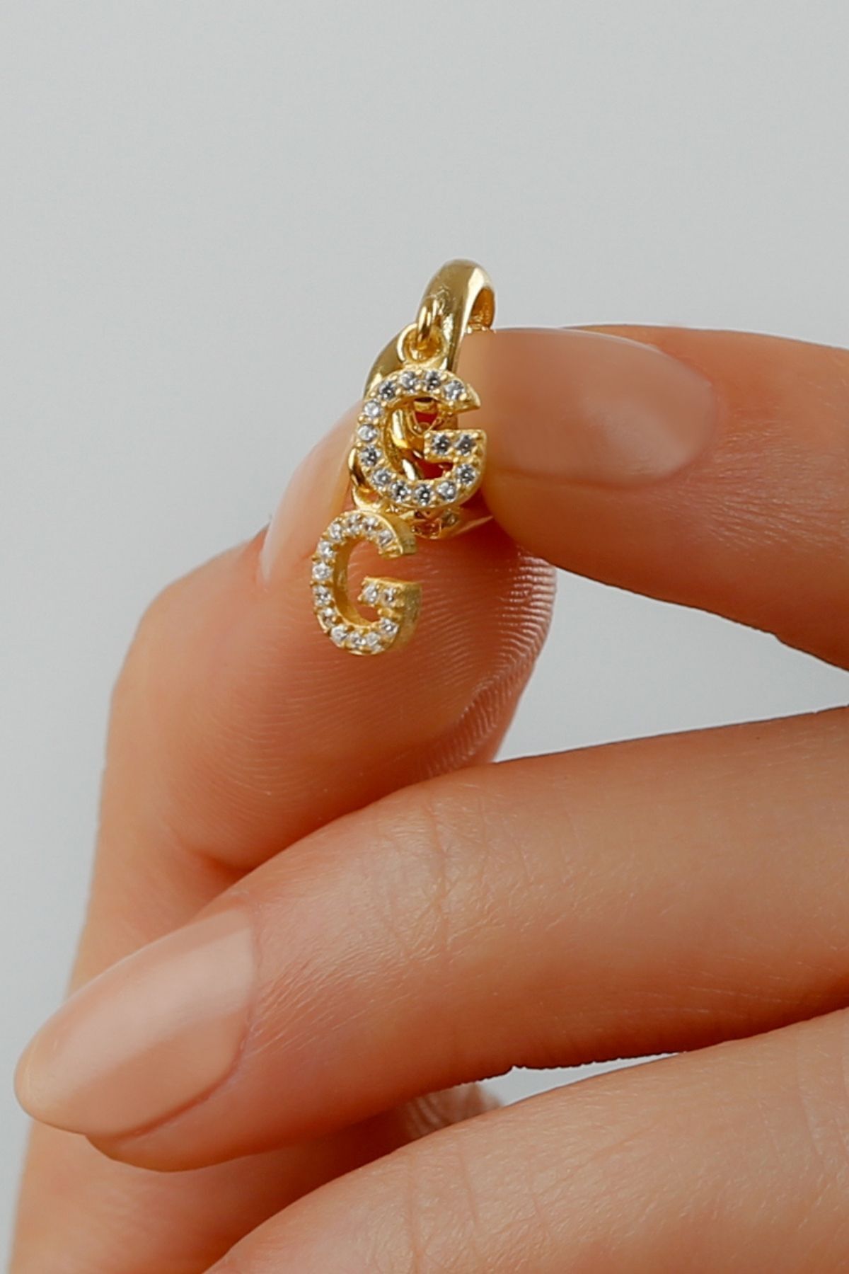 925 Ayar Gümüş Gold Kişiye Özel Harfli Küpe Gold - Tek Ebat