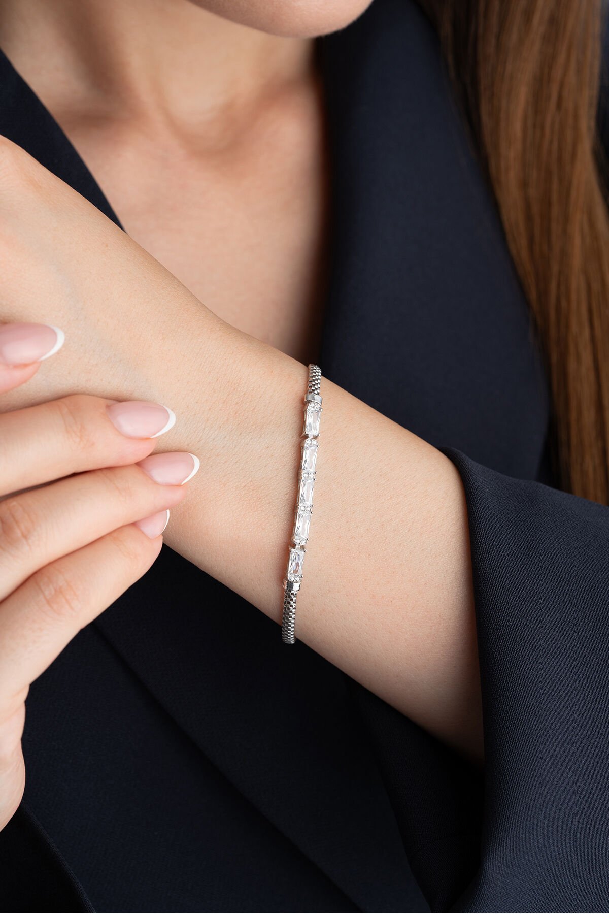 925 Ayar Gümüş Baget Trend Bileklik Silver - Tek Ebat
