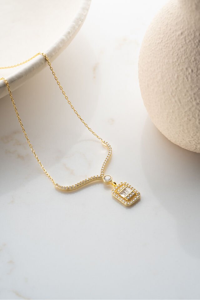 925 Ayar Gold Gümüş Baget Kolye
