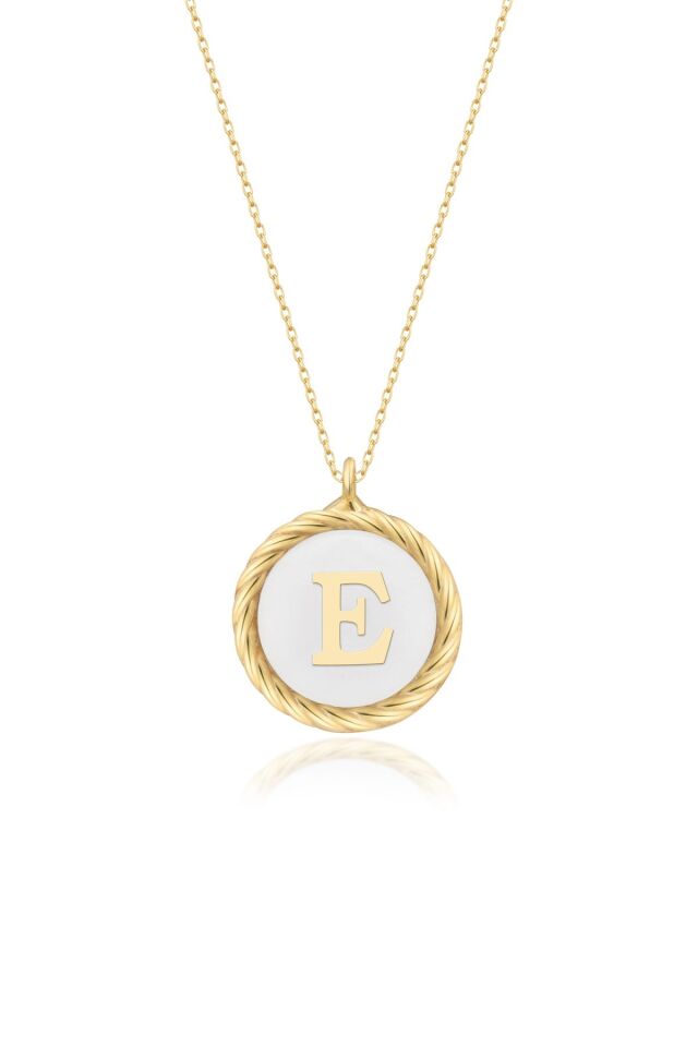 925 Ayar Gümüş Gold Harf Kolye Gold - Tek Ebat