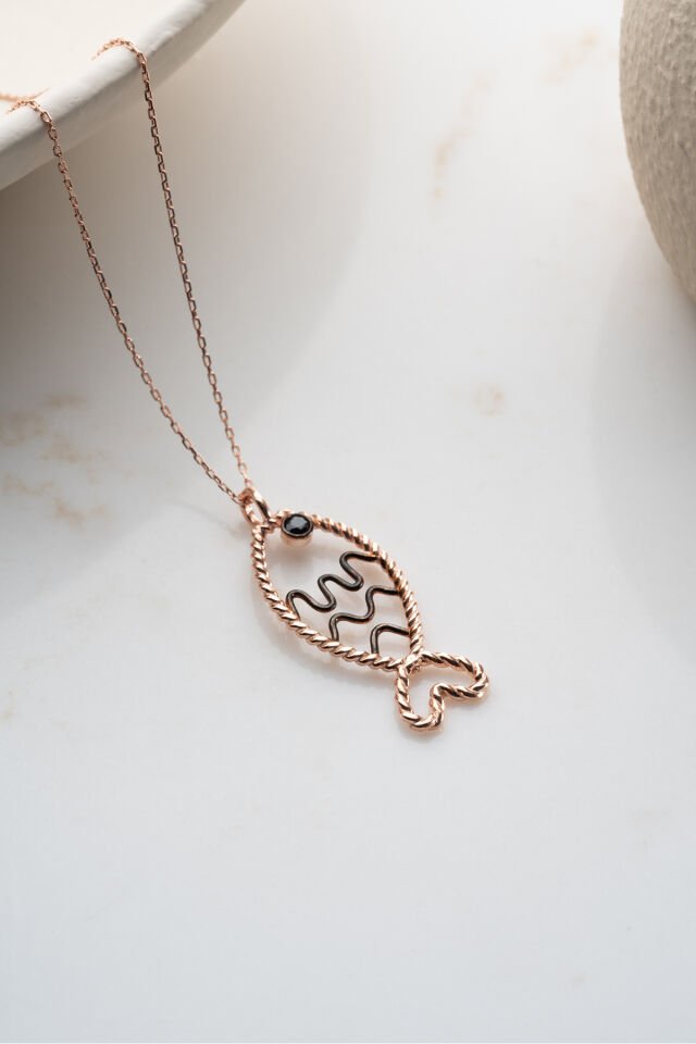 925  Ayar Gümüş Rose Balık Kolye