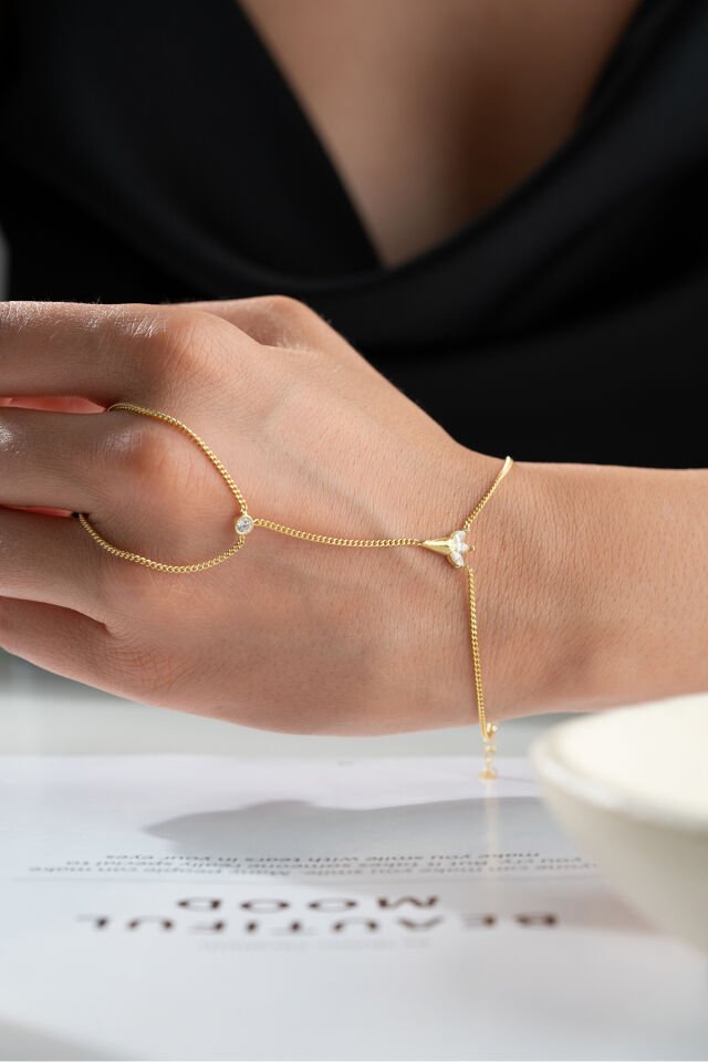 925 Ayar Gümüş Taşlı Çiçek Şahmeran Gold