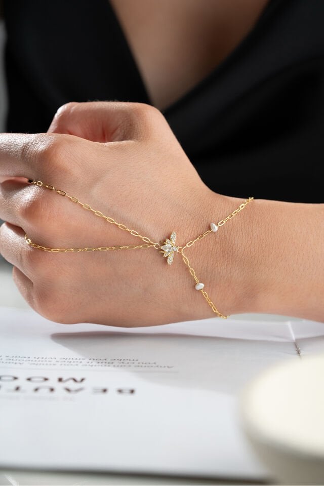 925 Ayar Gümüş Arı Model Şahmeran Gold